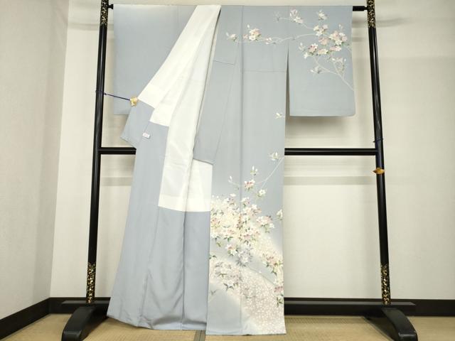 平和屋着物●訪問着　友禅　作家物　枝花文　暈し染め　正絹　逸品　AABF9029ck_1