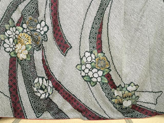平和屋着物○豪華振袖 総絞り 駒刺繍 吉祥草花文 金彩 正絹 逸品