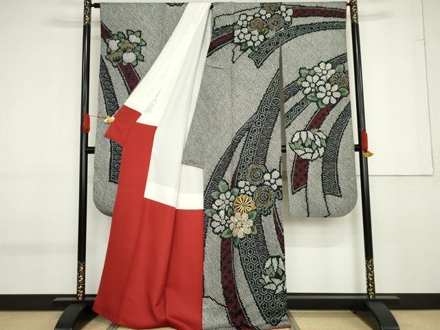 平和屋着物○豪華振袖 総絞り 駒刺繍 吉祥草花文 金彩 正絹 逸品