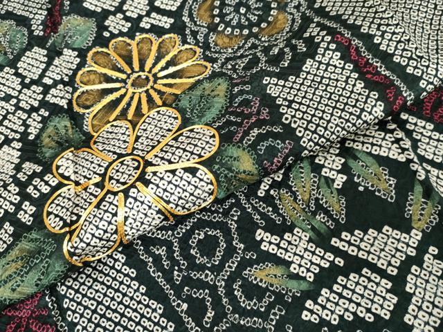 平和屋着物○豪華振袖 総絞り 駒刺繍 吉祥草花文 金彩 正絹 逸品