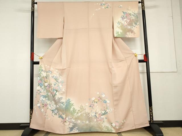平和屋着物●訪問着　枝花文　暈し染め　金彩　正絹　逸品　未使用　AABF9101cs