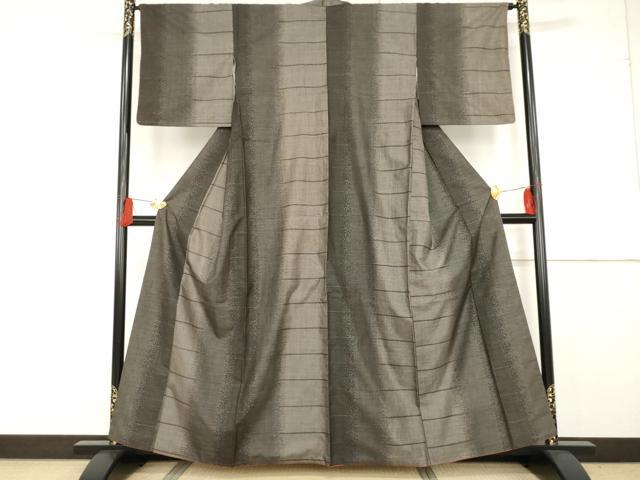 平和屋着物●本場大島紬　泥染め　カタス9マルキ　霞横段間道　ますいわ屋扱い　正絹　逸品　AABF9139cs