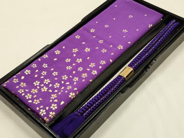 平和屋着物●和装小物　帯締め・帯揚げセット　振袖用　舞桜　金糸　金彩　撚り房　逸品　未使用品あり　AABF9369ay