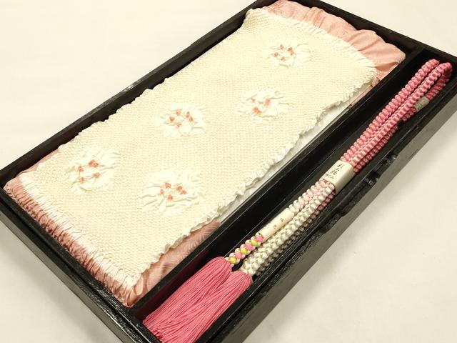 平和屋本店●和装小物　帯締め・帯揚げセット　振袖用　絞り　中抜き　舞花文　瑞色　暈し　撚り房　逸品　未使用品あり　AABF9375ay