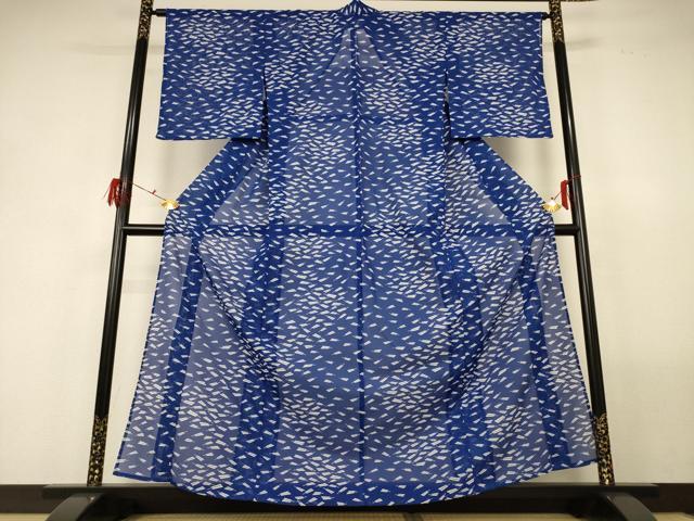 平和屋着物＊夏物　小紋　絽　扇づくし　洗える着物　AABF9412jd_1