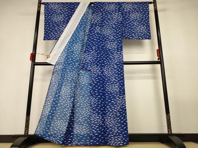 平和屋着物＊夏物　小紋　絽　扇づくし　洗える着物　AABF9412jd_2