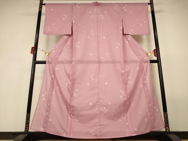 平和屋着物＊夏物　小紋　絽　丸文　洗える着物　AABF9425jd_1