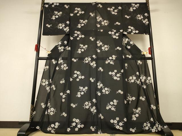 平和屋着物＊夏物　小紋　絽　舞花文　正絹　逸品　AABF9428jd_1