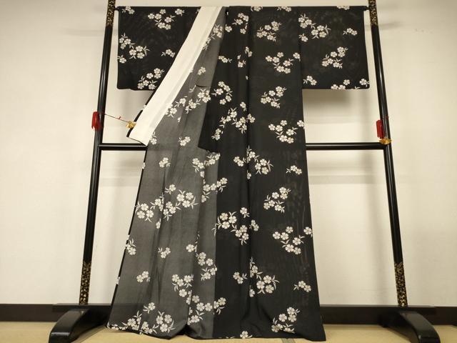 平和屋着物＊夏物　小紋　絽　舞花文　正絹　逸品　AABF9428jd_2