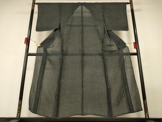 平和屋着物＊夏物　小千谷ちぢみ　幾何学文様　麻　逸品　AABF9440jd 平和屋着物□極上 男性 夏物 本場小千谷ちぢみ 麻 色無地 薄花色 証紙