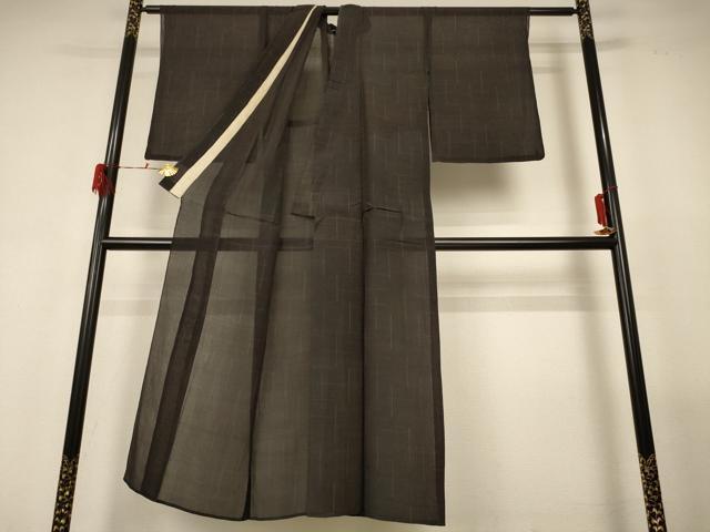 平和屋着物＊夏物　小紋　紗　変わり格子　正絹　逸品　AABF9445jd_2