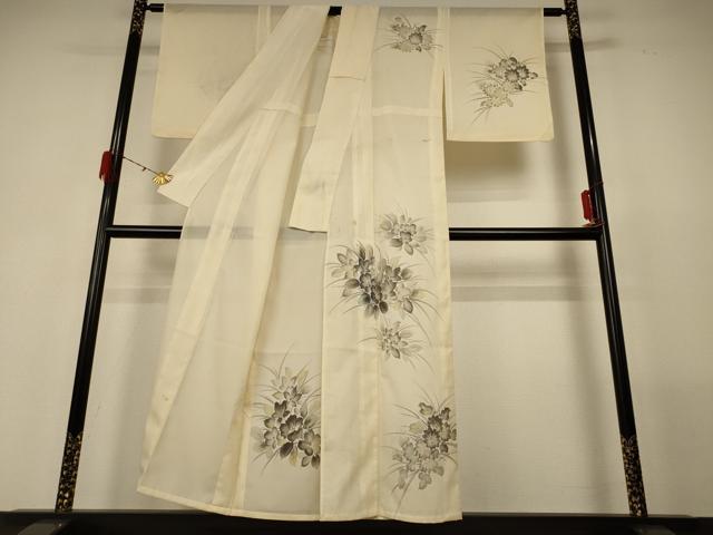 平和屋着物＊夏物　訪問着　絽　草花文　洗える着物　AABF9454jd_1