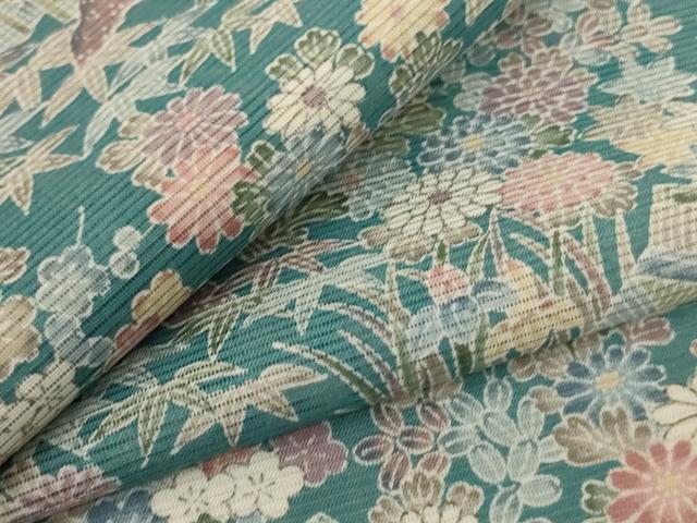 平和屋着物＊夏物　小紋　絽　風景草花文　洗える着物　AABF9464jd