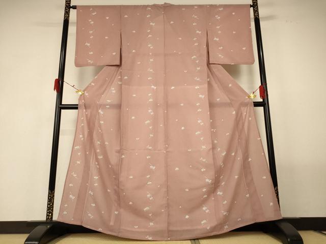 平和屋着物＊夏物　小紋　紗　舞花文　洗える着物　AABF9508jd_1
