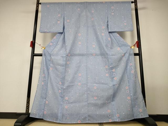 平和屋着物＊夏物　小紋　絽　花尽くし　洗える着物　AABF9514jd_1