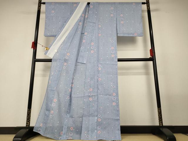 平和屋着物＊夏物　小紋　絽　花尽くし　洗える着物　AABF9514jd_2