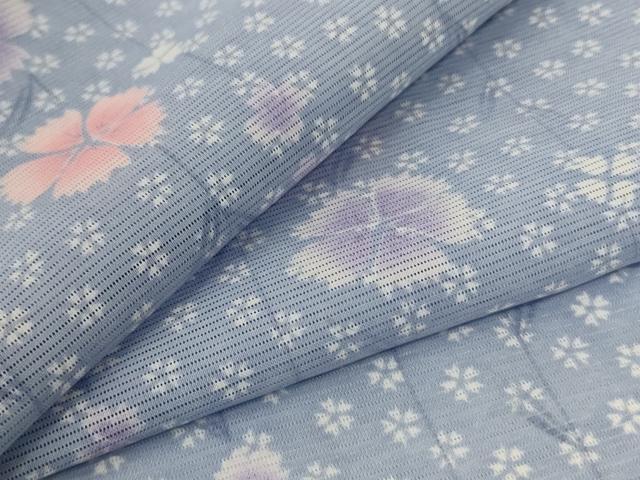 平和屋着物＊夏物　小紋　絽　花尽くし　洗える着物　AABF9514jd
