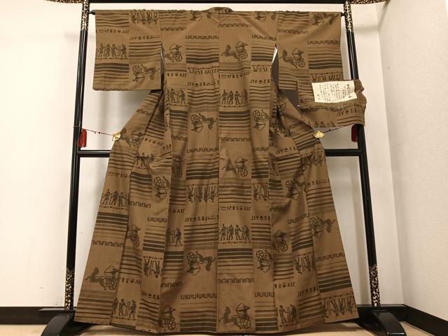 平和屋着物●上質な紬　古代ロマンの旅　反端付き　正絹　逸品　AABF9552ph