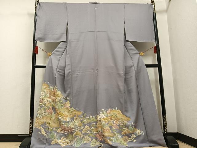 平和屋着物○豪華色留袖 友禅 駒刺繍 風景樹林文 金彩 正絹 逸品