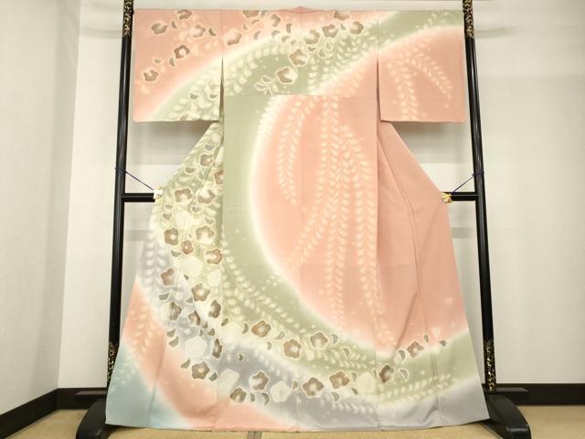 平和屋着物●訪問着　作家物　辻が花　舞花文　暈し染め　金銀彩　正絹　逸品　AABF9634ck