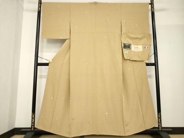 平和屋着物●上質な小紋　総刺繍　唐花舞　特殊堅牢染　手縫工芸　金糸　正絹　逸品　未使用　AABF9649ck_1