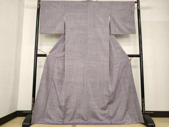平和屋着物●五代目・諏訪好風　紬　葡萄鼠色　ロング丈　正絹　逸品　AABF9656ck 平和屋着物○五代目・諏訪好風 紬 葡萄鼠色 ロング丈 正絹 逸品