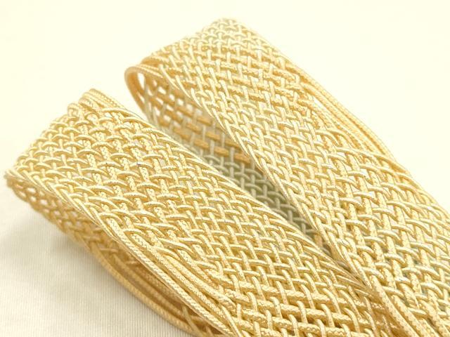 平和屋本店＊夏物　和装小物　帯締め・帯揚げセット　平組　レース組　垂れ葉文　逸品　未使用　AABF9950ay