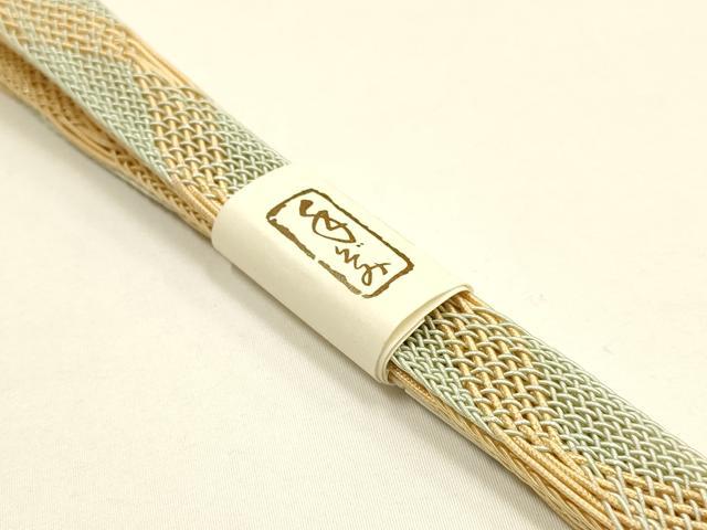 平和屋本店＊夏物　和装小物　帯締め・帯揚げセット　平組　レース組　垂れ葉文　逸品　未使用　AABF9950ay