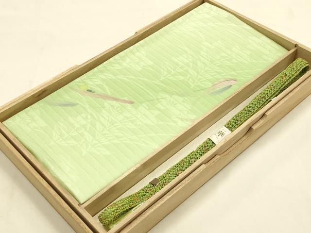 平和屋本店＊夏物　和装小物　帯締め・帯揚げセット　平組　レース組　枝葉文　暈し染め　金糸　逸品　未使用　AABF9952ay