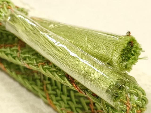 平和屋本店＊夏物　和装小物　帯締め・帯揚げセット　平組　レース組　枝葉文　暈し染め　金糸　逸品　未使用　AABF9952ay