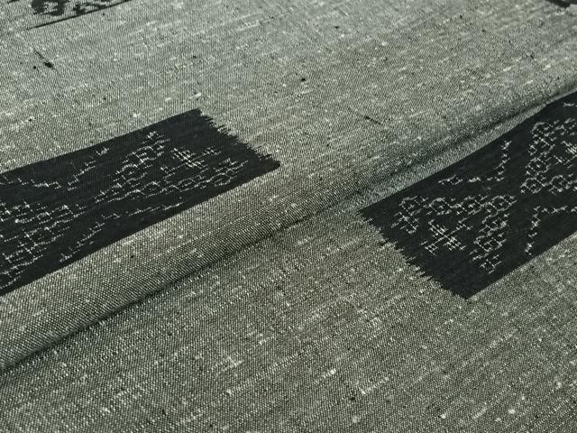 平和屋着物▽上質な紬　単衣　横段文　三越扱い　正絹　逸品　AABG0233jh