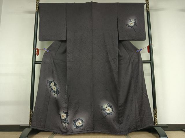 平和屋着物▽訪問着　単衣　枝花文　暈し染め　金銀彩　正絹　逸品　AABG0237jh