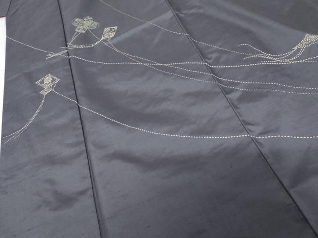 平和屋着物●訪問着　手工芸　紬地　刺し子　凧　たこ　正絹　逸品　AABG0282cs_4