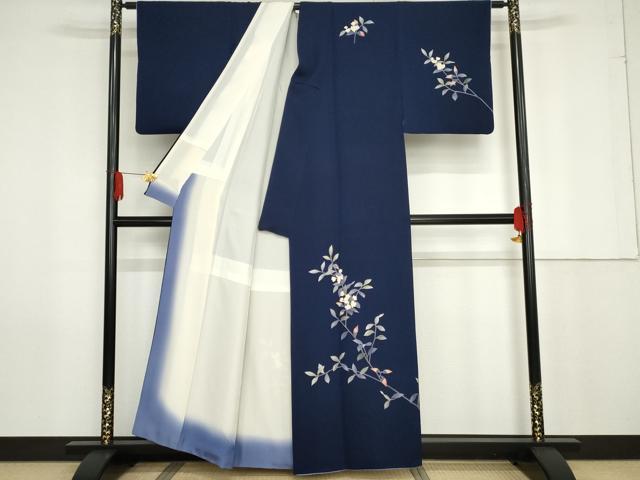平和屋着物●本加賀友禅作家　南克治　訪問着　枝花文　正絹　逸品　AABG0350cs_1