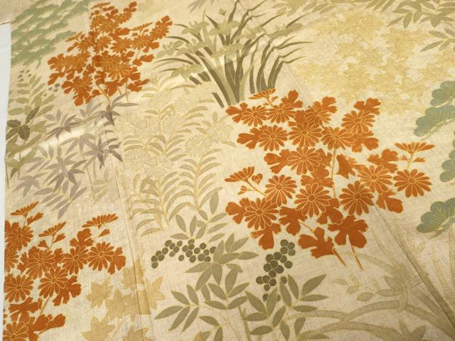 平和屋着物●上質な小紋　吉祥枝花文　高島屋扱い　反端付き　正絹　逸品　未使用　AABG0354cs 平和屋着物□上質な小紋 絞り 枝花文 正絹 逸品 AABI6539stの通販 by