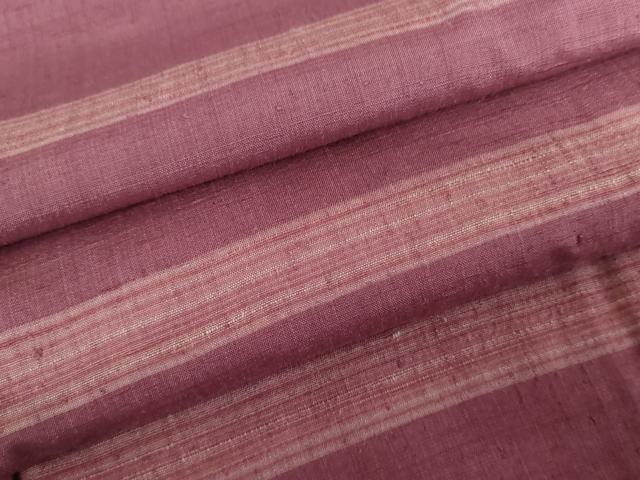 平和屋着物●郡上紬　草木染　横段文　正絹　逸品　AABG0392cs