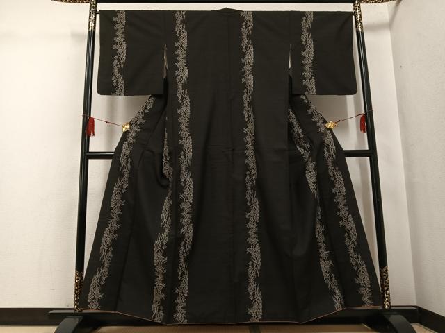 平和屋着物●本場大島紬　地空き　カタス9マルキ　草花間道　正絹　逸品　AABG0420ph_1