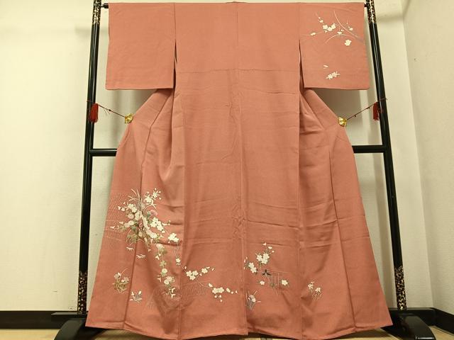 平和屋着物●訪問着　友禅　枝花文　正絹　逸品　AABG0423ph