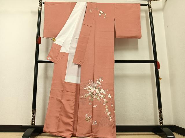 平和屋着物●訪問着　友禅　枝花文　正絹　逸品　AABG0423ph_1