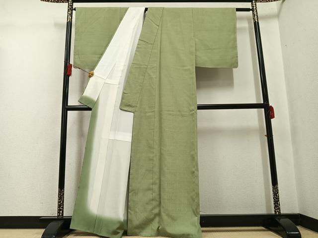 平和屋着物●本場結城紬　重要無形文化財　色無地　柳茶色　正絹　逸品　AABG0429ph_2