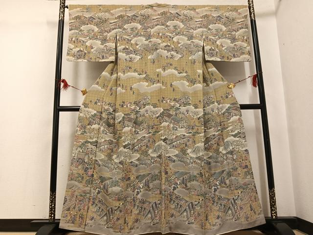 平和屋着物●訪問着　総刺繍　人物風景文　金彩　正絹　逸品　AABG0432ph