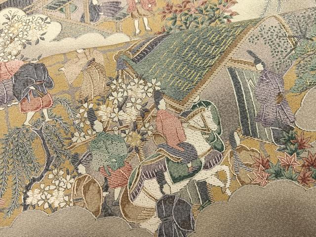 平和屋着物●訪問着　総刺繍　人物風景文　金彩　正絹　逸品　AABG0432ph_5