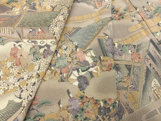 平和屋着物●訪問着　総刺繍　人物風景文　金彩　正絹　逸品　AABG0432ph_8