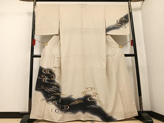 平和屋着物●訪問着　流水文　金彩　正絹　逸品　未使用　AABG0442ph
