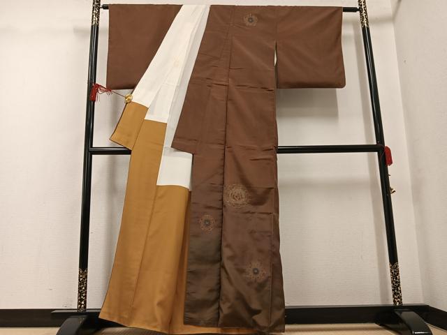 平和屋着物●本場大島紬　染大島　訪問着　中国三大刺繍　汕頭刺繍　スワトウ刺繍　鳳凰花文　暈し染め　正絹　逸品　AABG0449ph_1