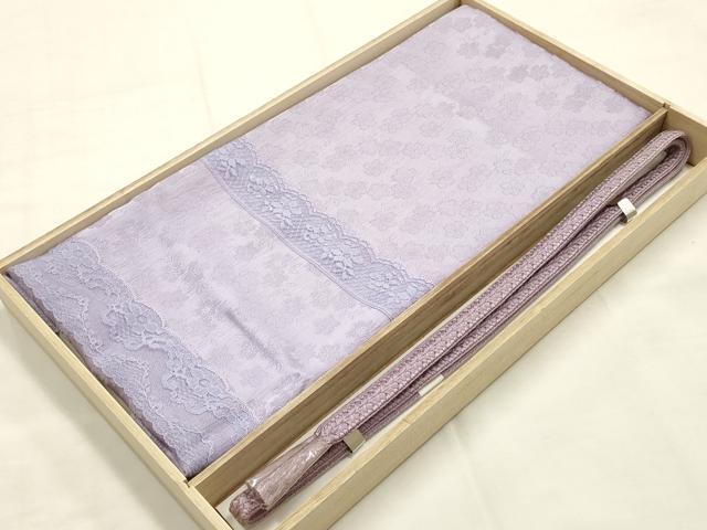 平和屋本店●和装小物　帯締め・帯揚げセット　小花地紋　レース　平組　金糸　逸品　未使用　AABG0769ay