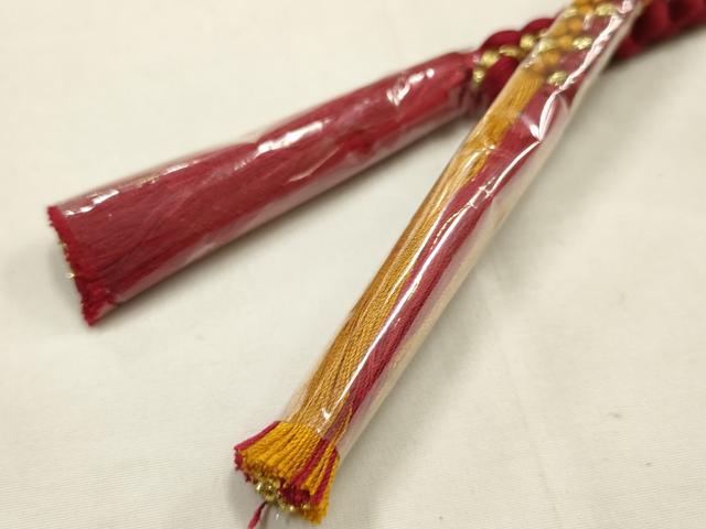 平和屋本店●和装小物　帯締め・帯揚げセット　振袖用　総絞り　花柄　菊　ビーズ　金糸　逸品　未使用　AABG0784ay