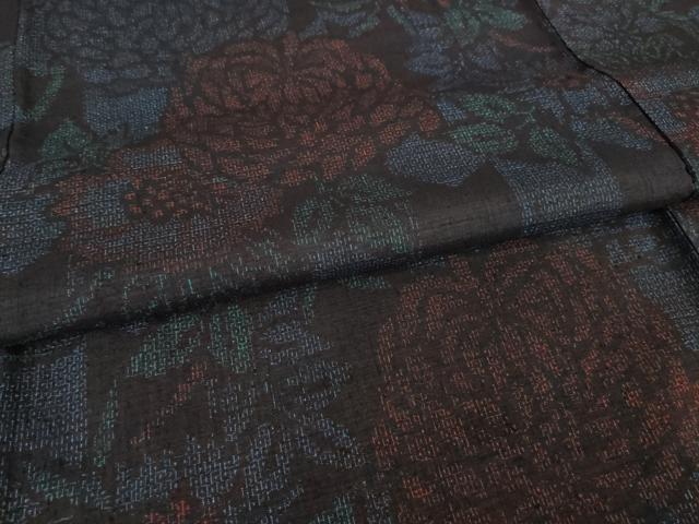 平和屋着物●本場結城紬　重要無形文化財　100亀甲　菊　正絹　逸品　AABG0816ck_4