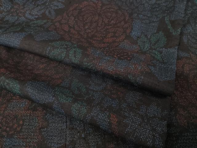 平和屋着物●本場結城紬　重要無形文化財　100亀甲　菊　正絹　逸品　AABG0816ck