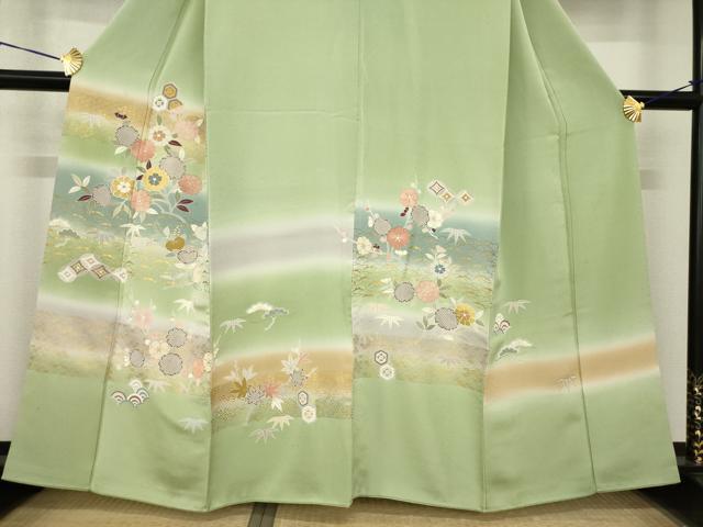 平和屋着物●創業460年・千總　訪問着　駒刺繍　舞花文　暈し染め　金彩　正絹　逸品　AABG0821ck_2